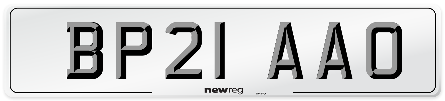 BP21 AAO Number Plate from New Reg